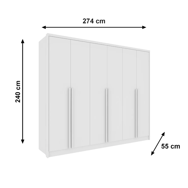 Roupeiro 6 Portas Realeza com 8 Pes Neve Moveis TCIL