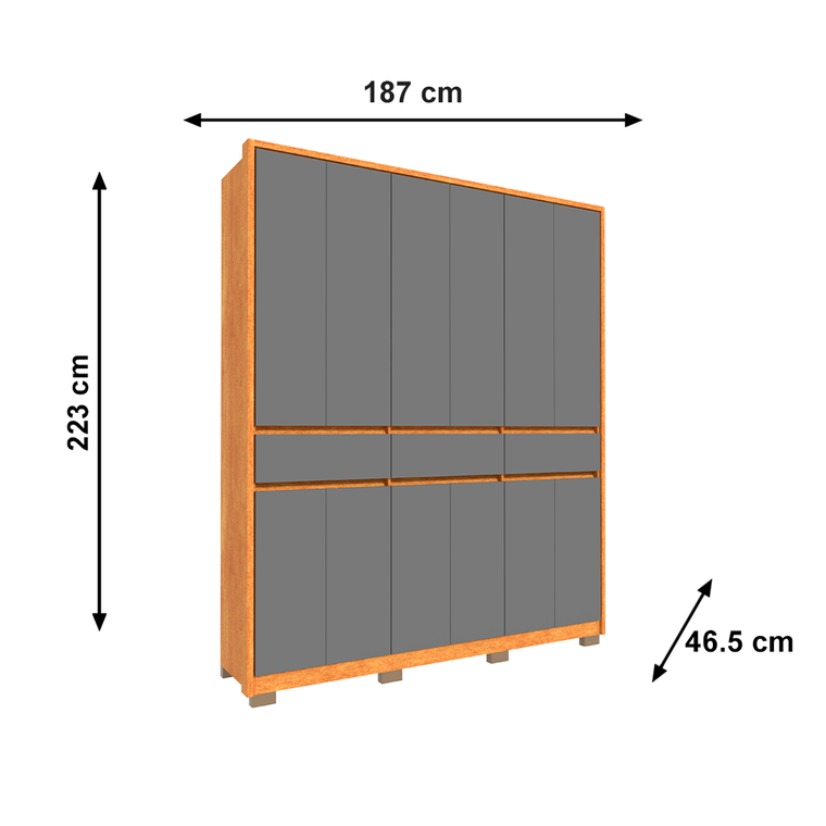 Roupeiro Havana Com Pés Freijo Grafite Avelan