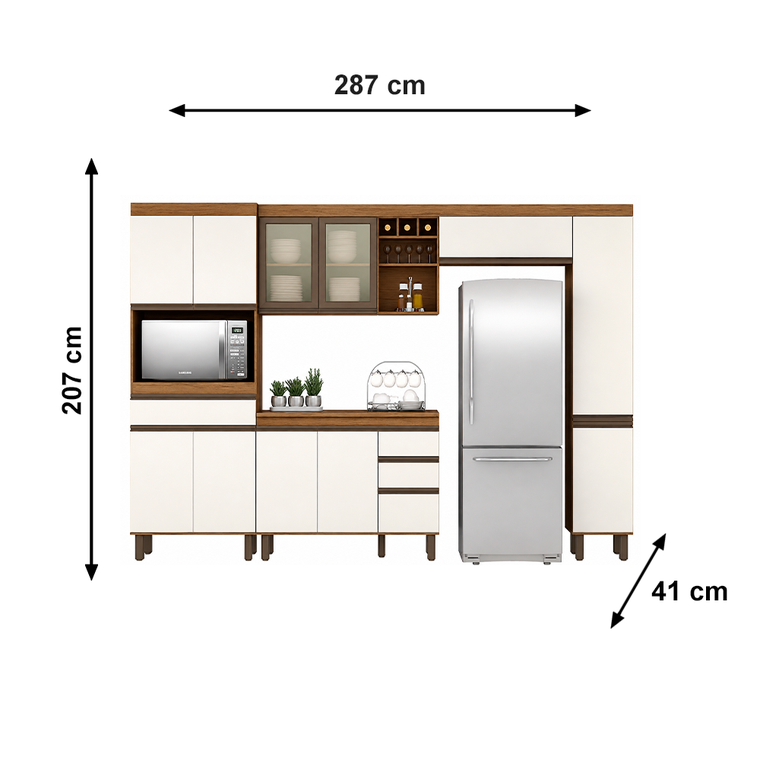 Cozinha Completa Volare 5 Peças Cinamomo/Off White Josan