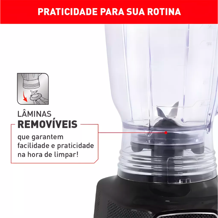 Liquidificador LQ33 15V Power Mix Limpa Fácil LN2968B2 700W Preto Arno