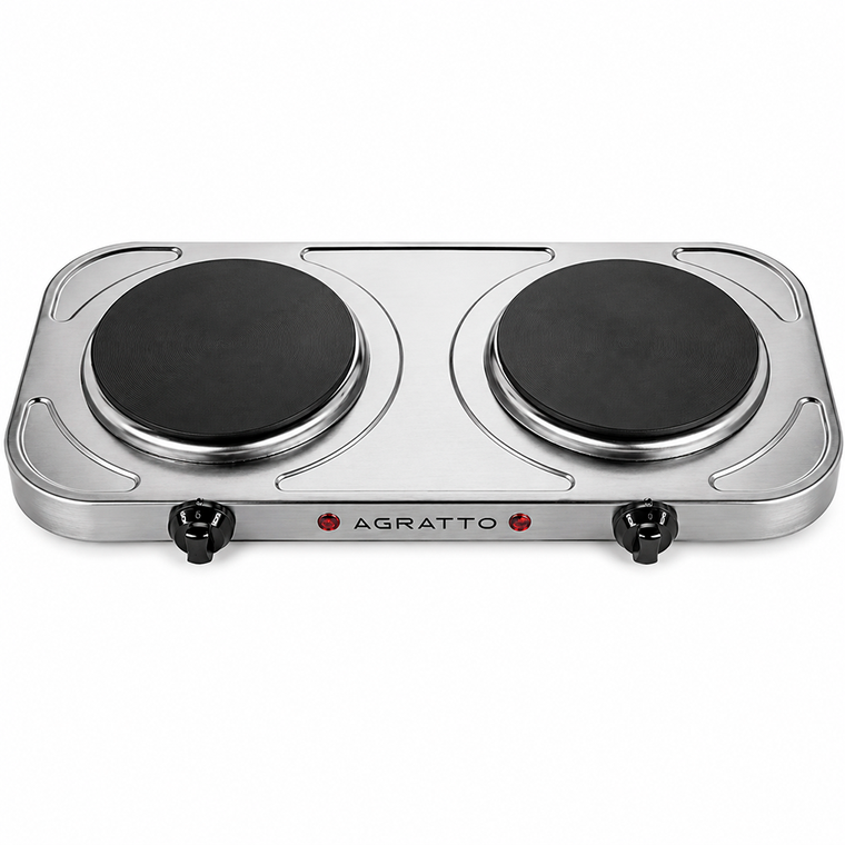 Fogão Elétrico de Mesa 2 Bocas Inox 2000W Agratto