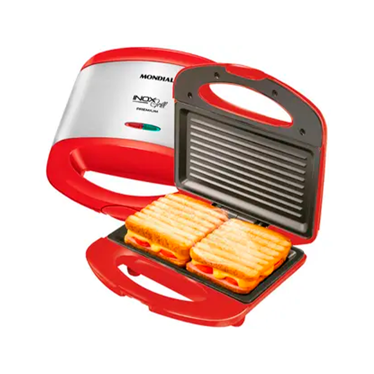 Sanduicheira S-19 800W Vermelho/Inox Mondial