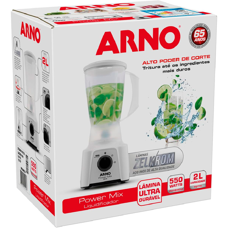 Liquidificador LQ12 2V Power Mix 550W Branco Arno