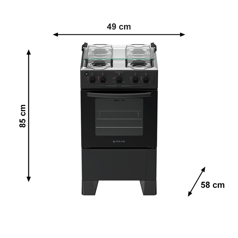 Fogão Milão Plus 4B Preto Atlas
