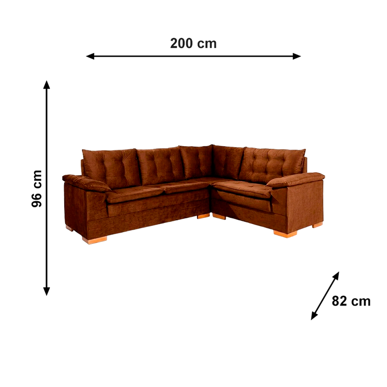 Sofá de Canto Ideale T02 Veludo Tabaco JW Estofados