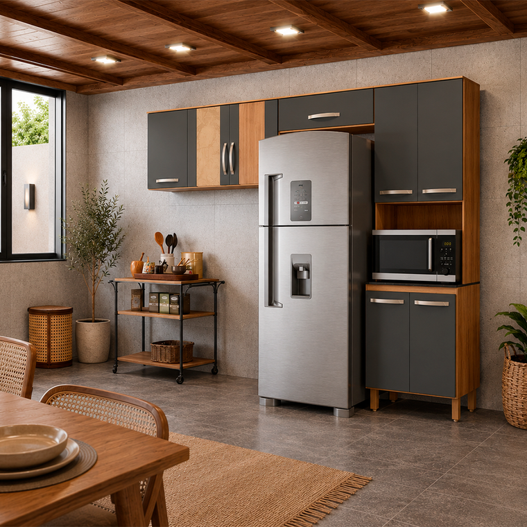 Cozinha Fit Freijo/Chumbo Portas De Vidro Nicioli