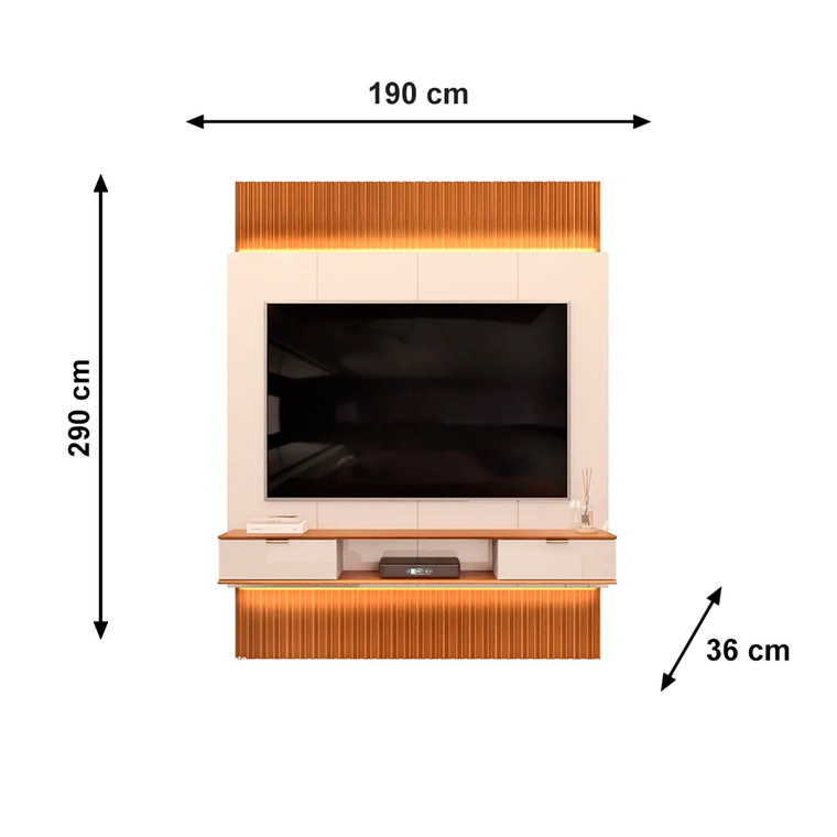 Painel Extensivel Hit 190 Freijo/Off White DJ Moveis