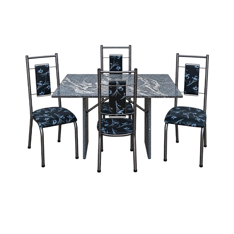 Mesa 4 Cadeiras Paris N39 Granito Luxo Aço Coelho