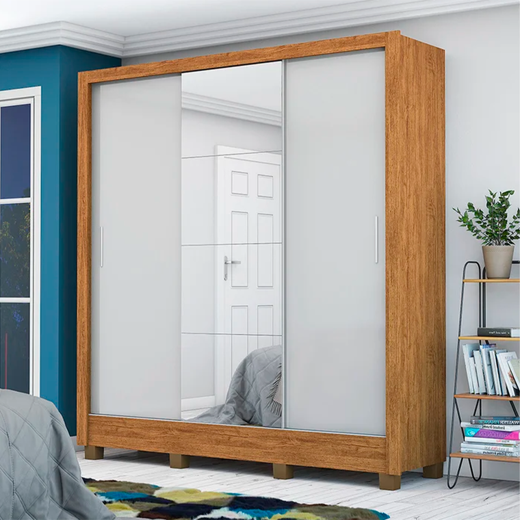 Roupeiro 3P Santiago Plus Gold Fam Cinamomo/Off Carioca