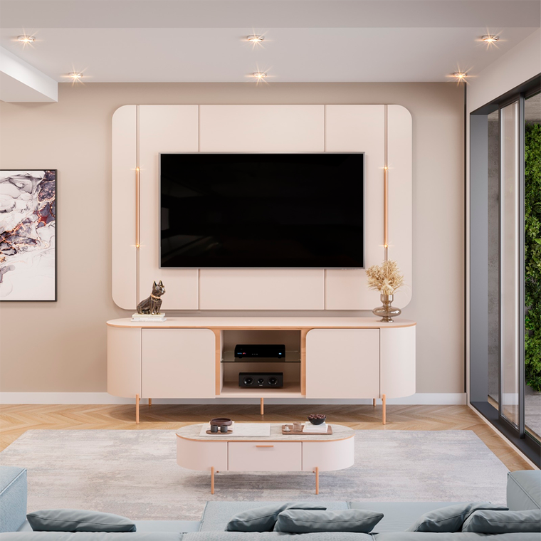 Bancada Com Painel Adele Off White Dj Moveis