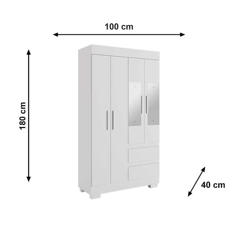 Roupeiro Maya 4P MDP Branco ACP MOVEIS