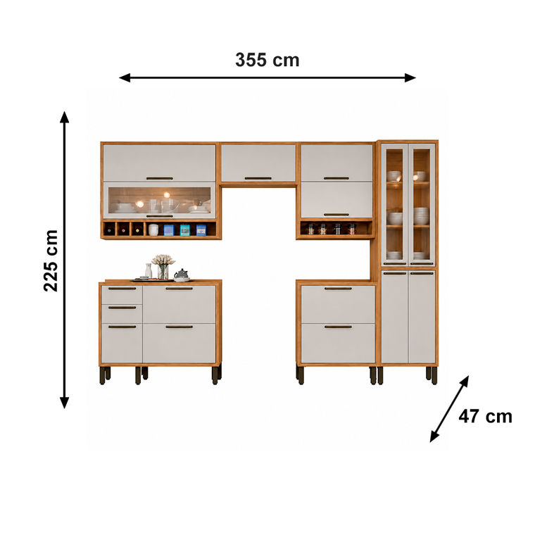 Cozinha Completa 6 Peças Syrah Amêndoa/Off White Rio Doce