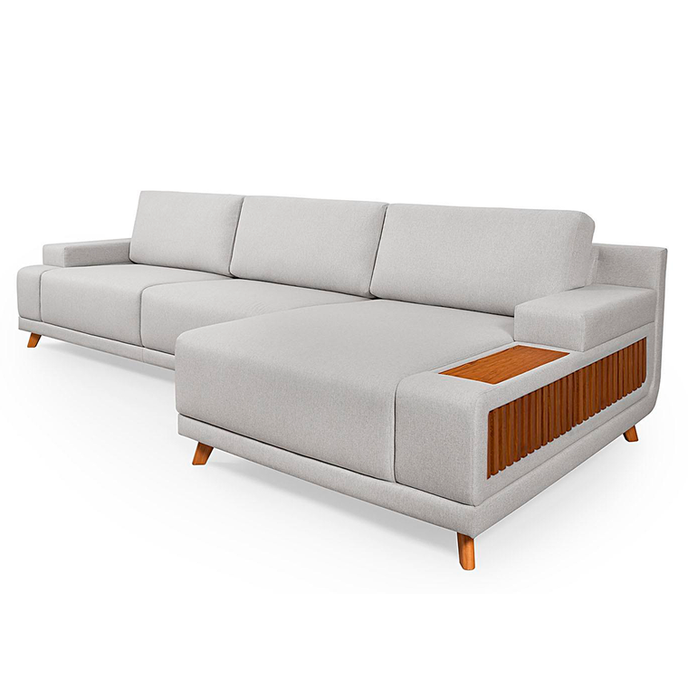 Sofa Roma Chaise Rpiado Tecido Linho Estofados Primor