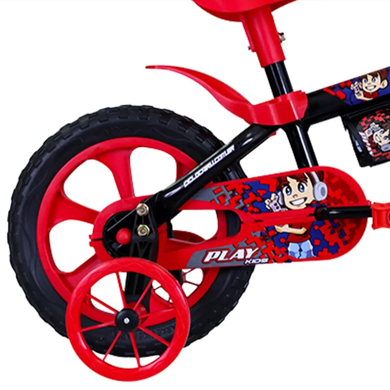 Bicicleta Aro 12 Preto/Vermelho Ciclo Cairu