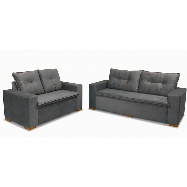 Conjunto Sofa Icaro Cinza JA ESTOFADOS