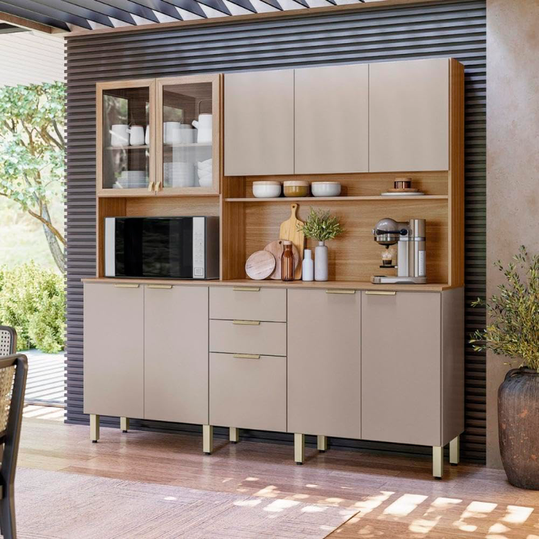 Cozinha Compacta 10 Portas 2 Gavetas Amora Amendola/Marsala Prime TX Demobile