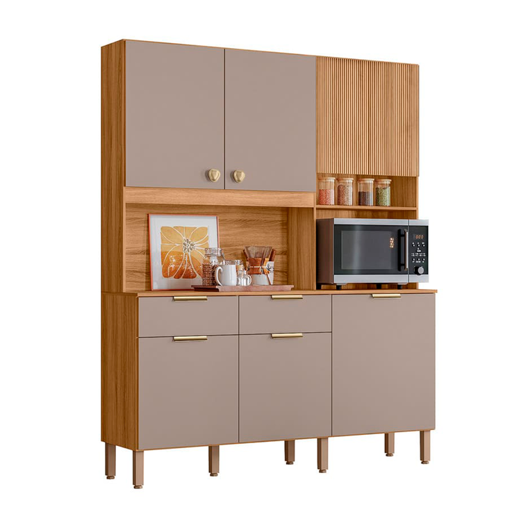 Kit Cozinha Tropical Freijo/Fendy/Ripado Freijo PTA FECHADA Nicioli