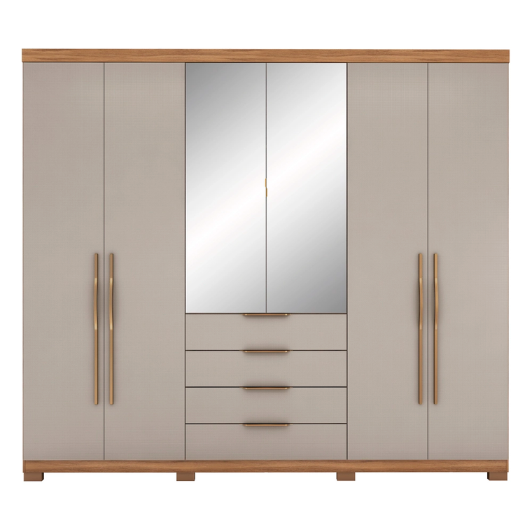 Roupeiro 6 Portas Giardino C/Pés Amendola/Nude Prime TX Demobile