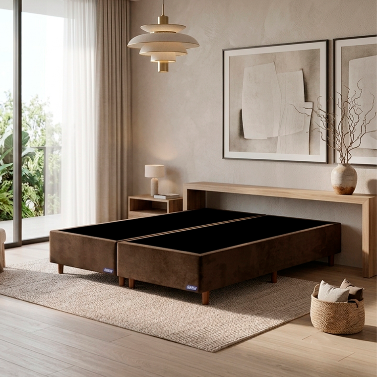 Base Box Universal Convencional Suede Liso 159x39  Cor 3 Marrom Gazin