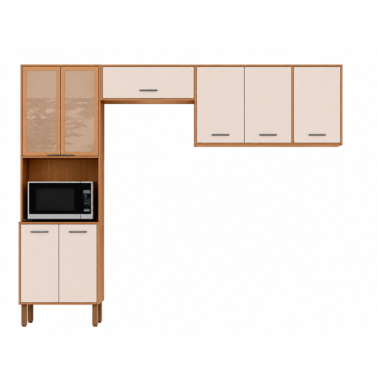 Cozinha Paolla IPE/Off White Cristal 2 Portas com Vidro Nicioli