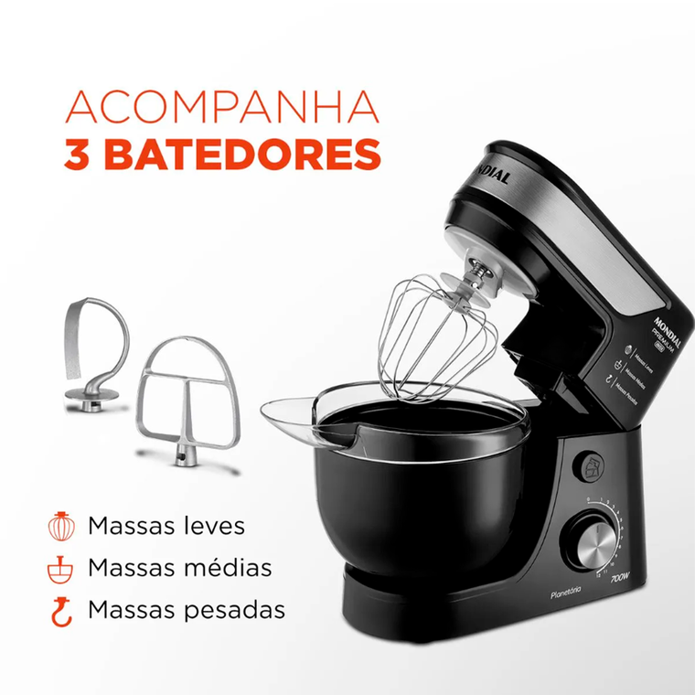 Batedeira 12V Planetária BP-03 700W Preto Mondial