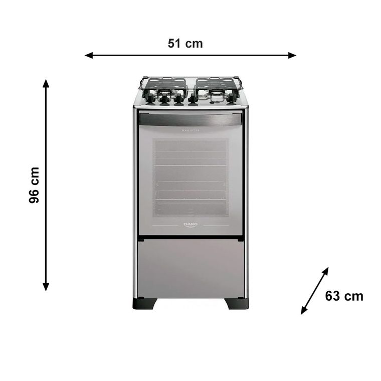 Fogão 4B Magister Tripla Chama Inox Style Dako/Atlas