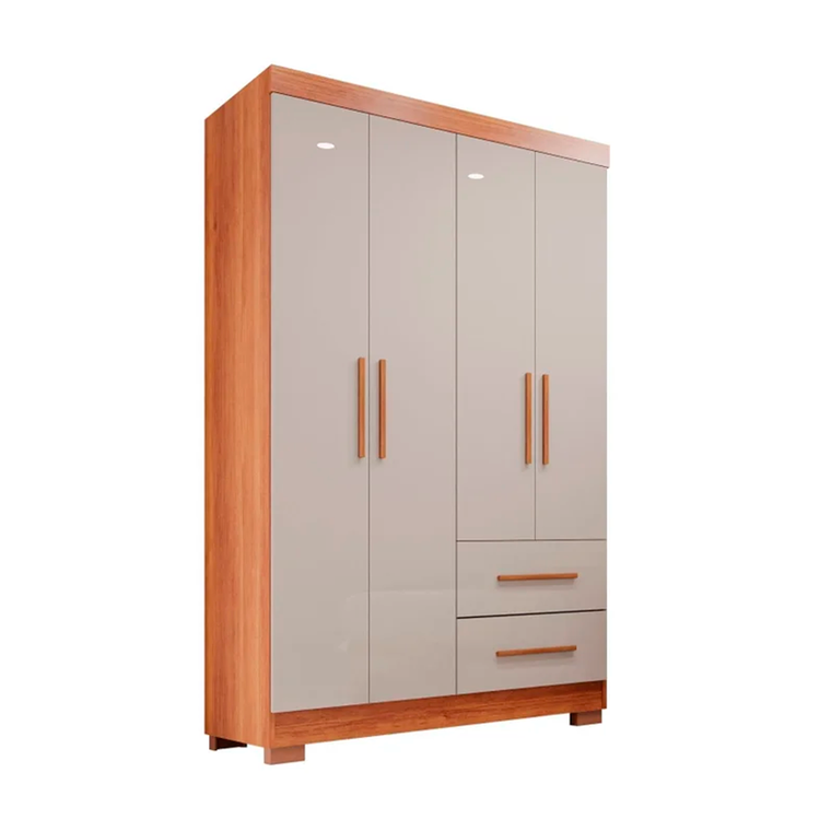 Roupeiro 4P Estrela Premium C/6 Pés S/Esp Cinamomo/Off Salleto