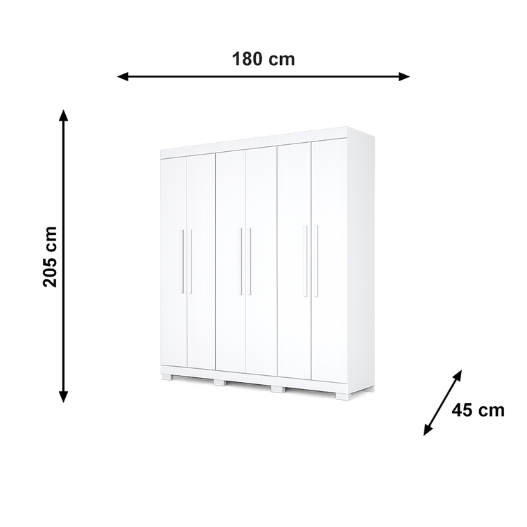 Roupeiro Noronha 6 Portas com Pés Branco Josan