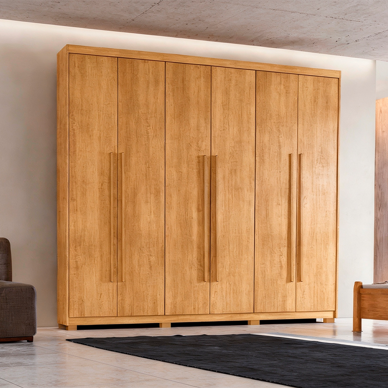 Roupeiro Hawaii 6 Portas com Pés Naturale/Naturale Rufato