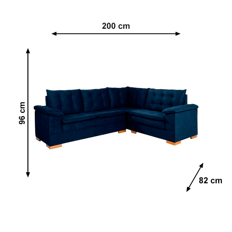 Sofá de Canto Ideale T07 Veludo Azul Navy  JW Estofados