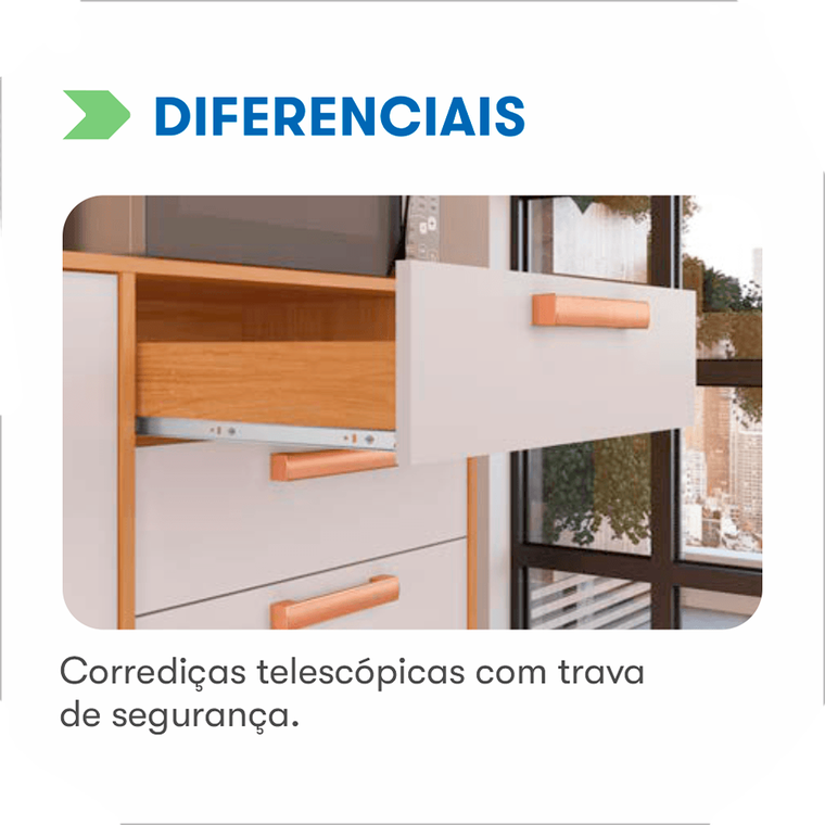 Kit Cozinha Napoles 6 Peças CInamomo/Off  White Itatiaia