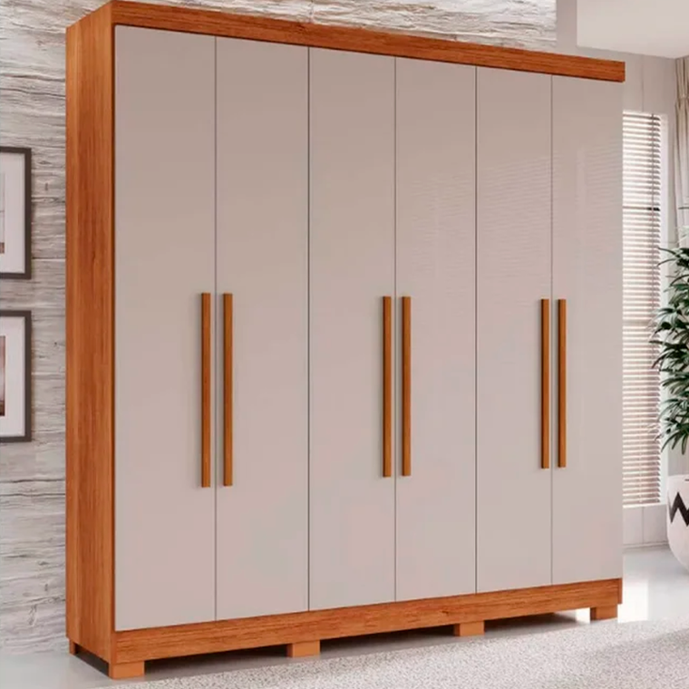 Roupeiro Recife 6P C/08 Pés S/Esp Cinamomo/Off Salleto