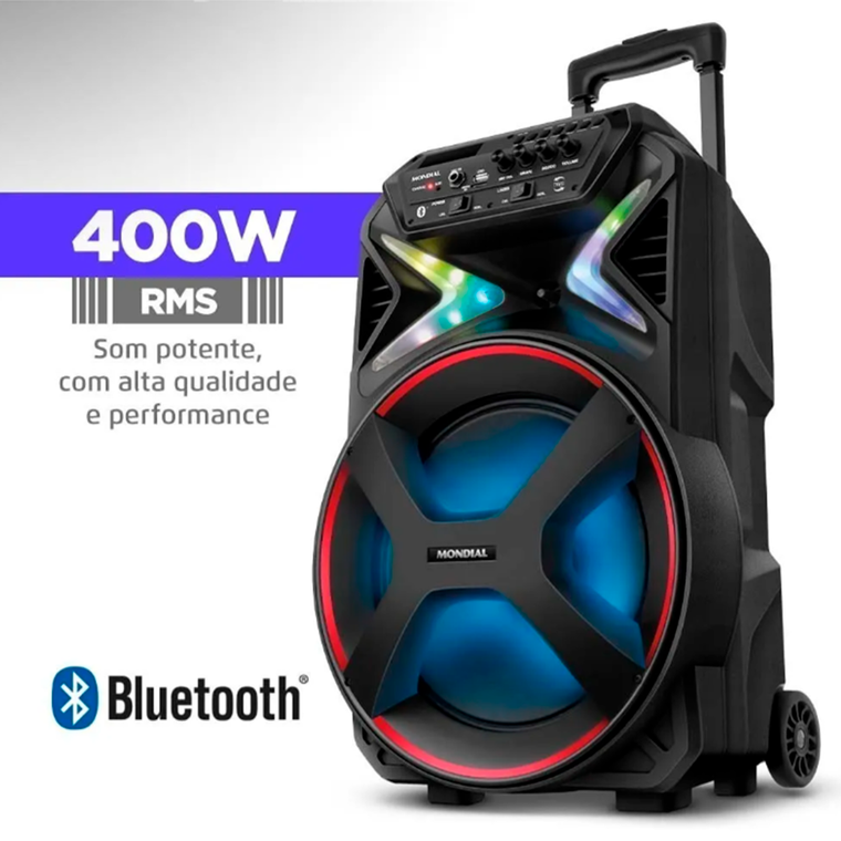 Caixa Amplificada CM-400 Connect Lights 400W C/Bat. Mondial