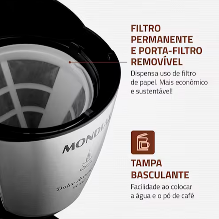Cafeteira Dolce Arome Inox C-30 18X 550W Mondial