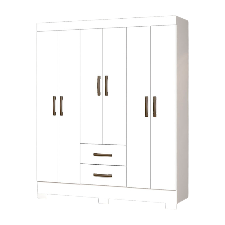 Roupeiro 6 Portas Olimpio com Pé Branco Josan