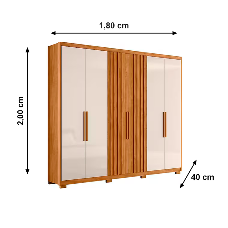 Roupeiro Cairo 6P C/PES NATUR/OFF WHITE/NATUR Rufato