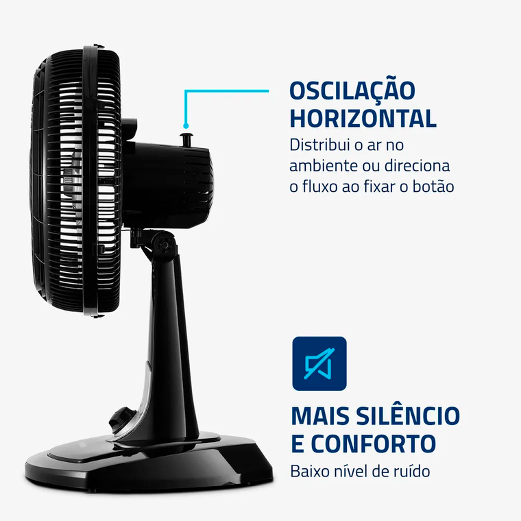 Ventilador 30CM VT-30 Turbo Preto/Prata Mondial
