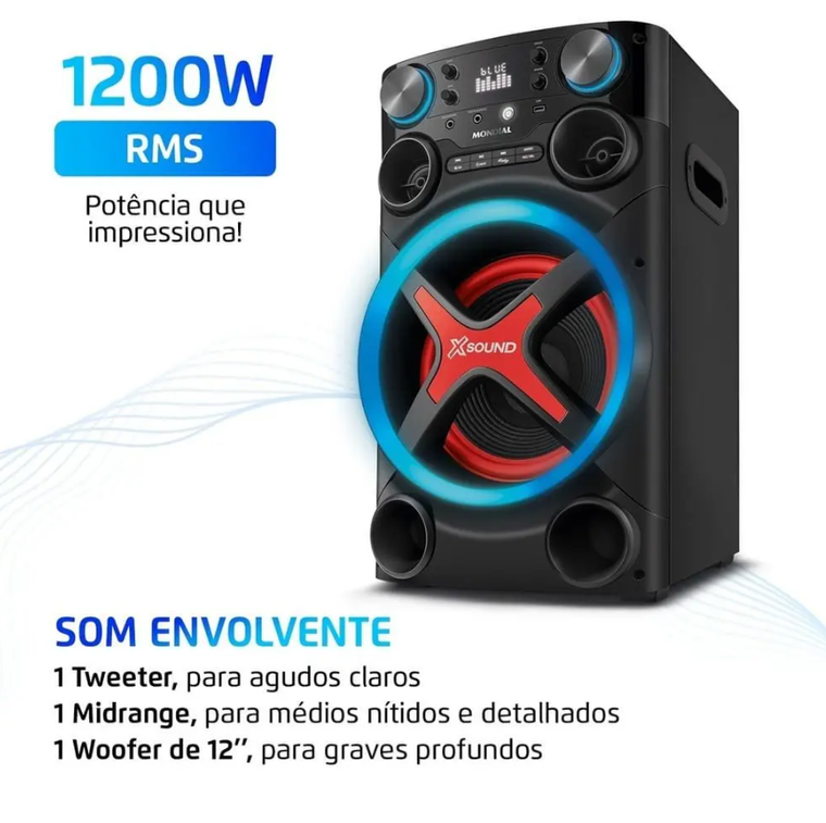 Caixa Amplificada Torre Tm-1200 1200W Mondial