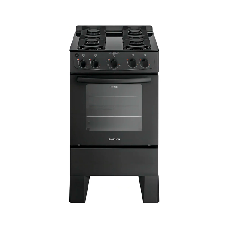 Fogão 4B Milão Glass Preto Atlas