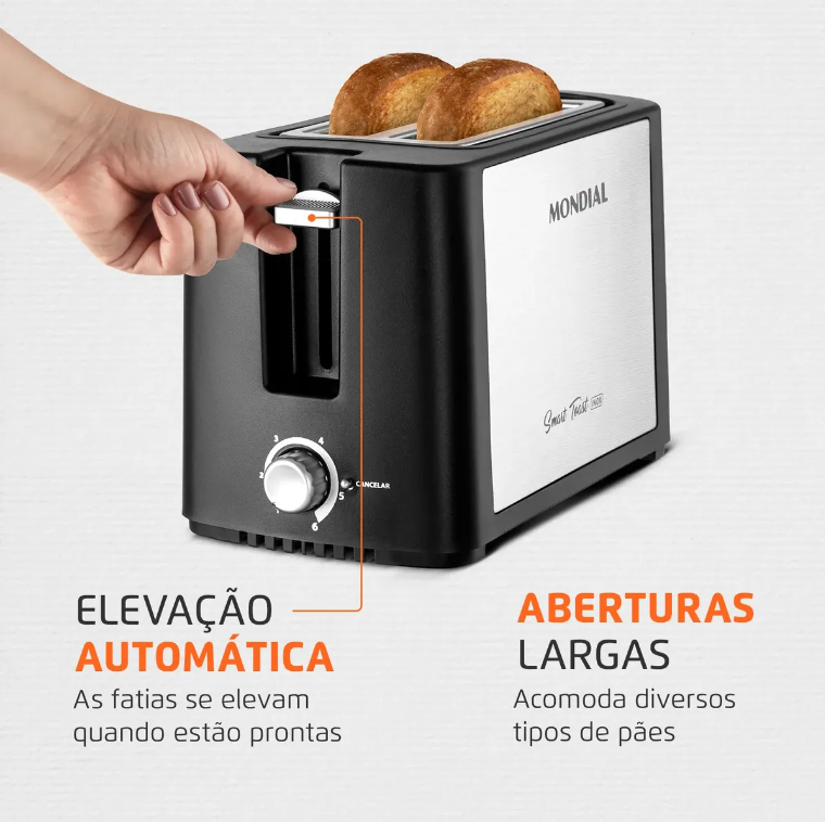 Tostador Paes T-13 220V/60Hz Preto/Inox Mondial