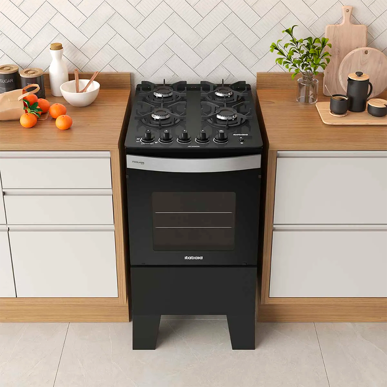 Fogao 4B ITAGLASS Plus Preto ITATIAIA 