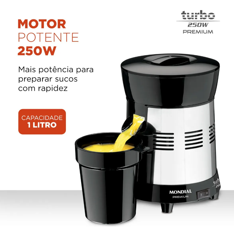 Extrator Turbo Premium E-10 250W Preto Mondial