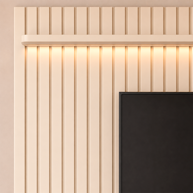 Painel Ripado Slim Modular 2.3 Tucumã Off White JB Bechara