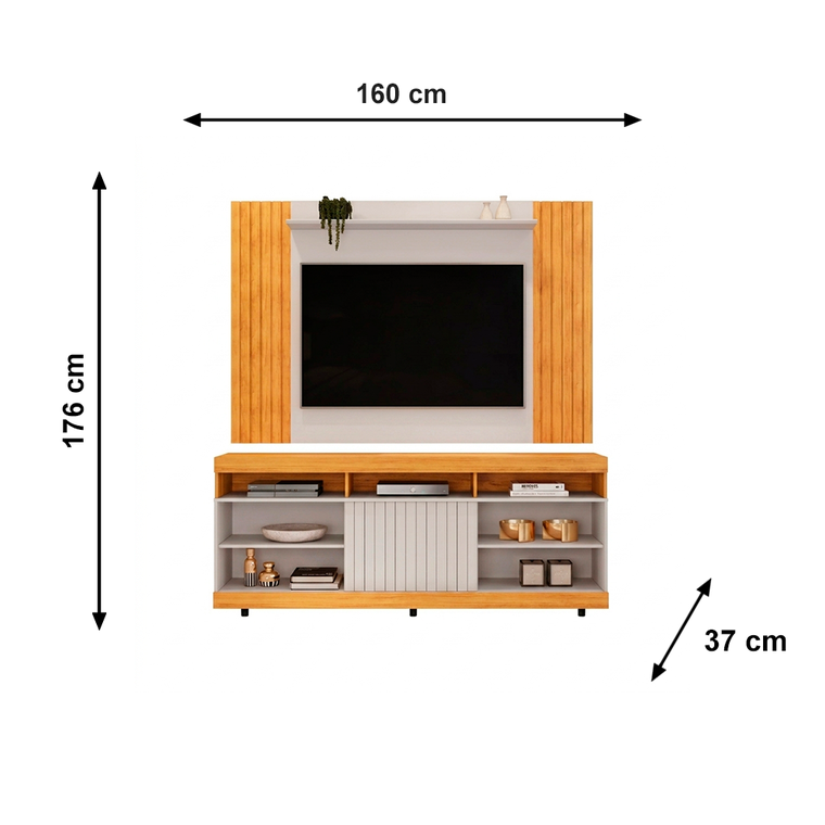 Rack Dili 1,60L Com Painel Trend Cedro/Bali DJ Moveis