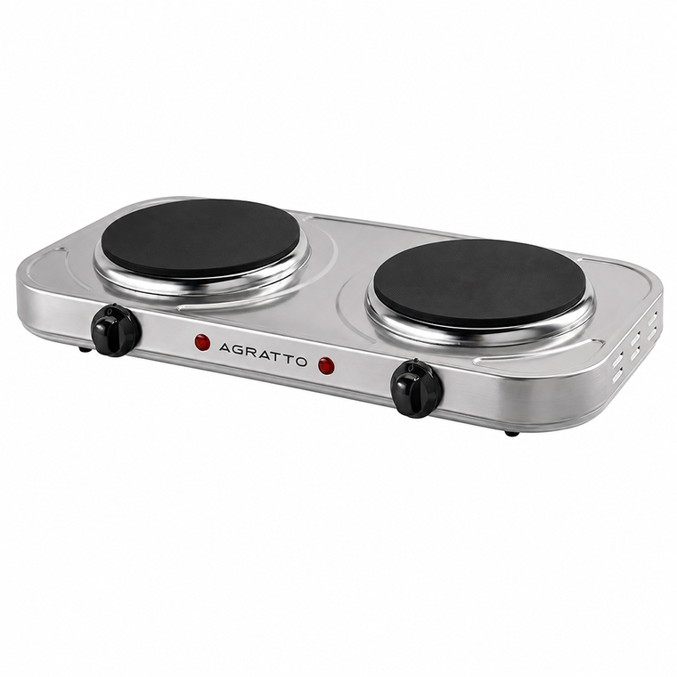 Fogão Elétrico de Mesa 2 Bocas Inox 2000W Agratto