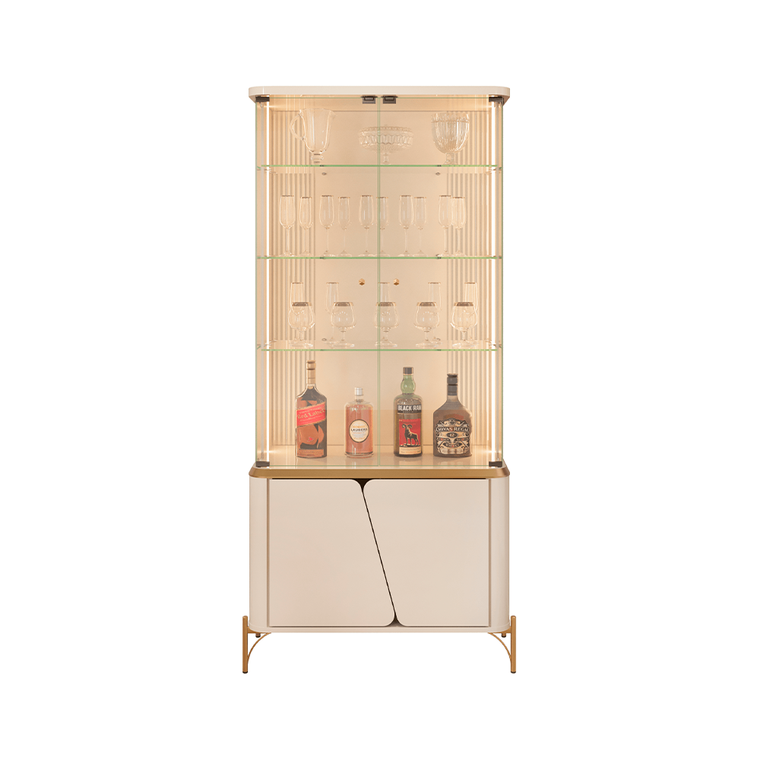 Cristaleira Liara Off White/Dourado Dj Moveis