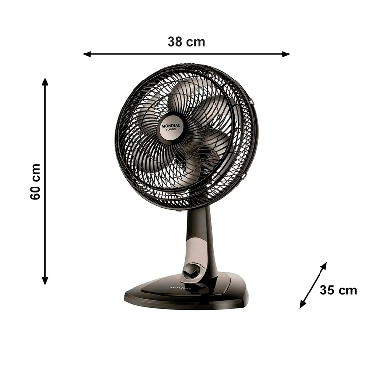Ventilador 30CM VT-30 Turbo Preto/Prata Mondial