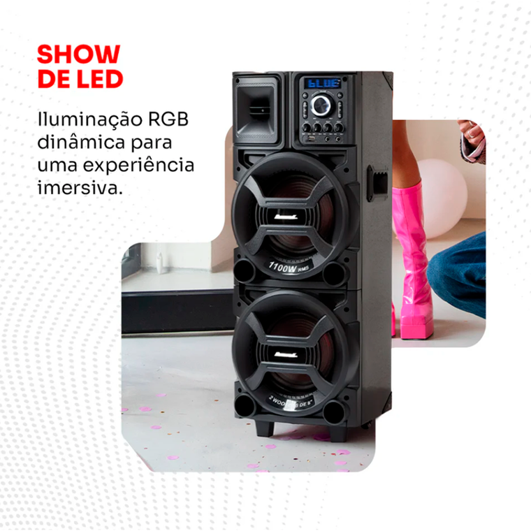 Caixa Amplificada ACA 1101 ACK Duplo 8 1100W Amvox