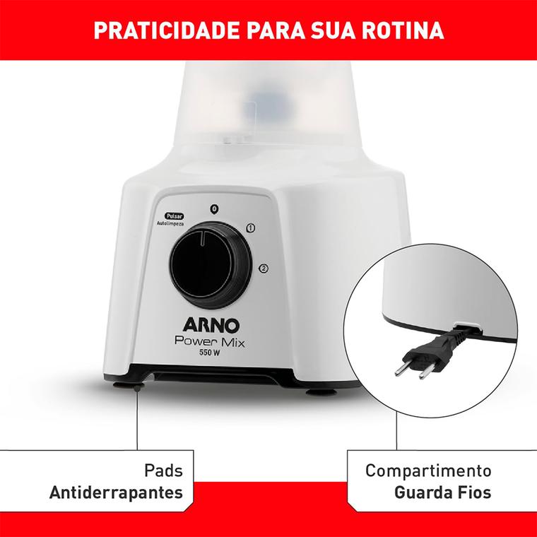 Liquidificador LQ12 2V Power Mix 550W Branco Arno