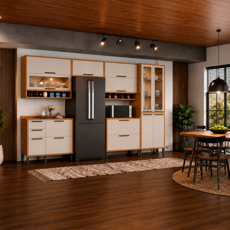 Cozinha Completa 6 Peças Syrah Amêndoa/Off White Rio Doce